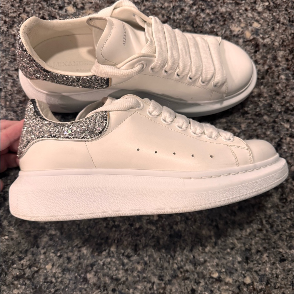 Alexander McQueen White and Silver Women's Sneakers